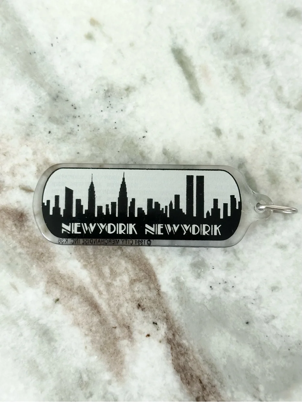 Vintage 1991 New York, New York City Skyline Souvenir Keychain With Twin Towers